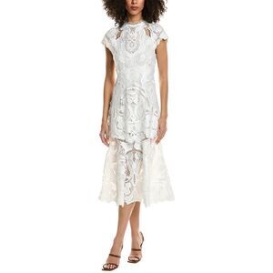 Simkhai Womens  Laura Guipure Lace Cap Sleeve Midi Dress, White